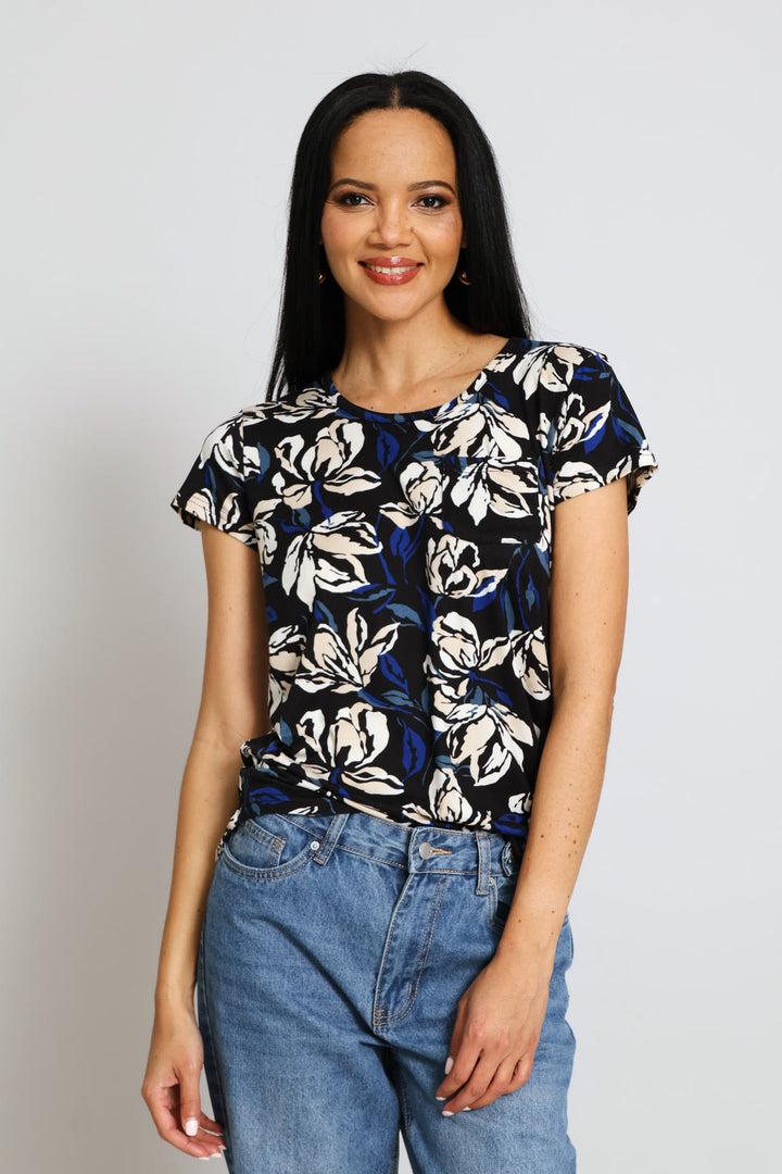 Printed Pocket Tee - Navy