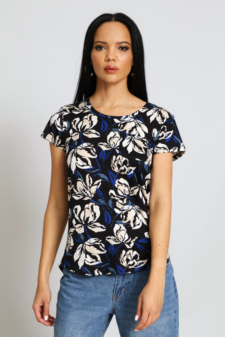 Printed Pocket Tee - Navy