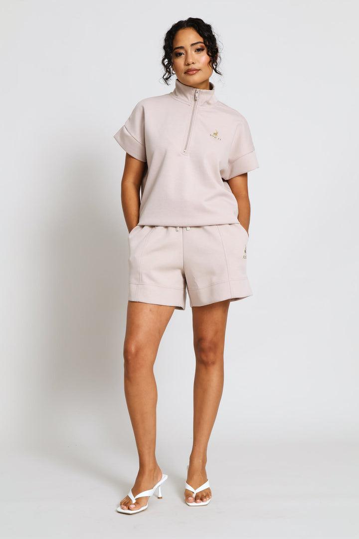 Zoe Quarter Zip Top - Mushroom
