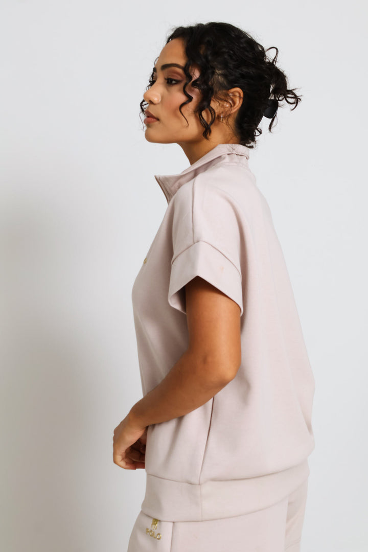 Zoe Quarter Zip Top - Mushroom