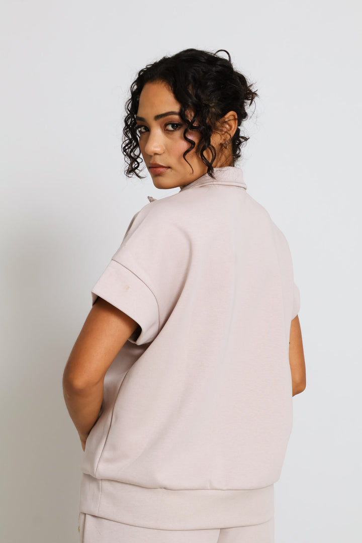 Zoe Quarter Zip Top - Mushroom