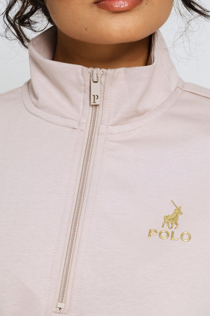 Zoe Quarter Zip Top - Mushroom
