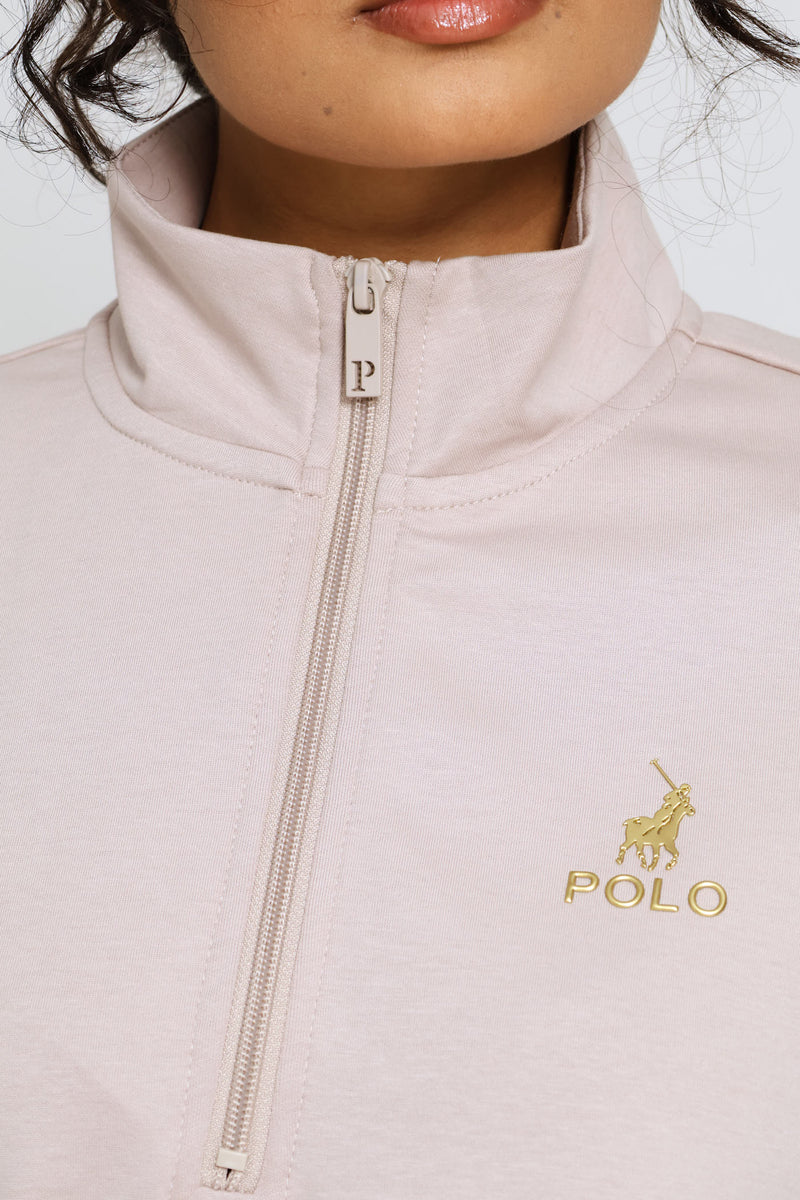 Zoe Quarter Zip Top - Mushroom