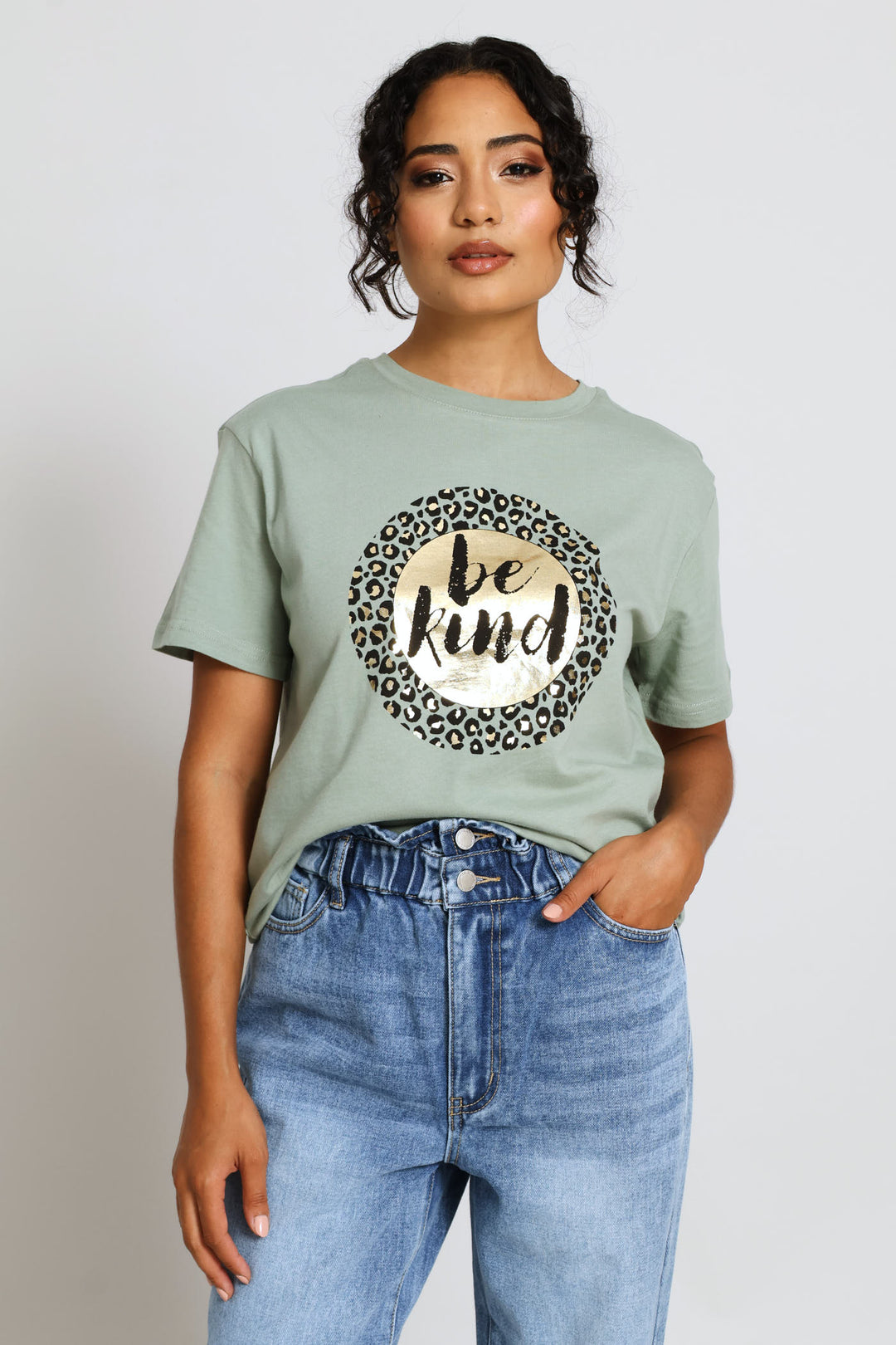 Be Kind Circle Animal Tee - Sage