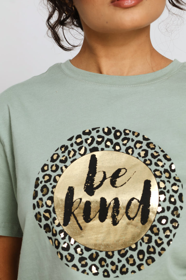 Be Kind Circle Animal Tee - Sage