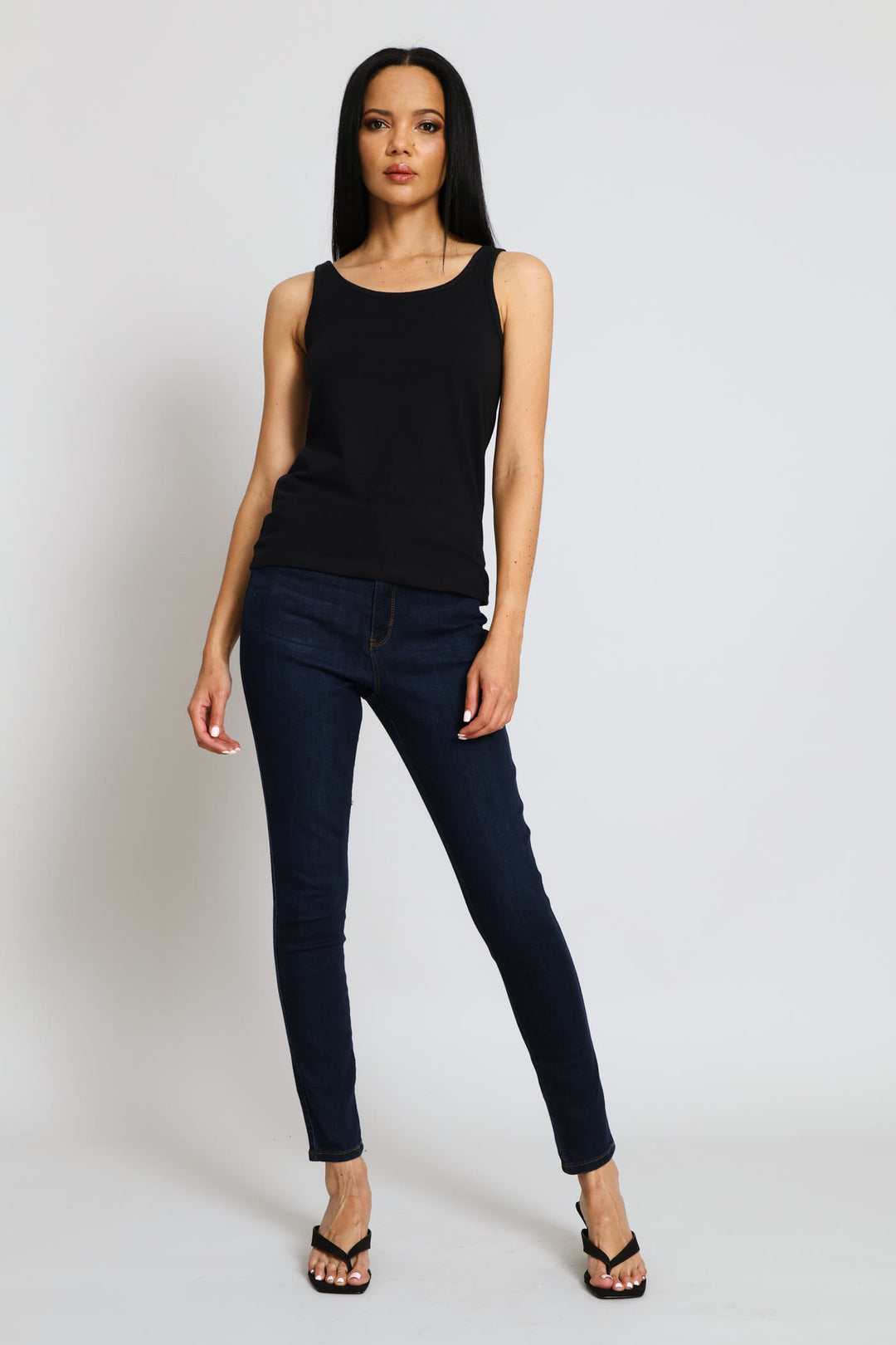 Sleeveless Cotton Lycra Tank - Black