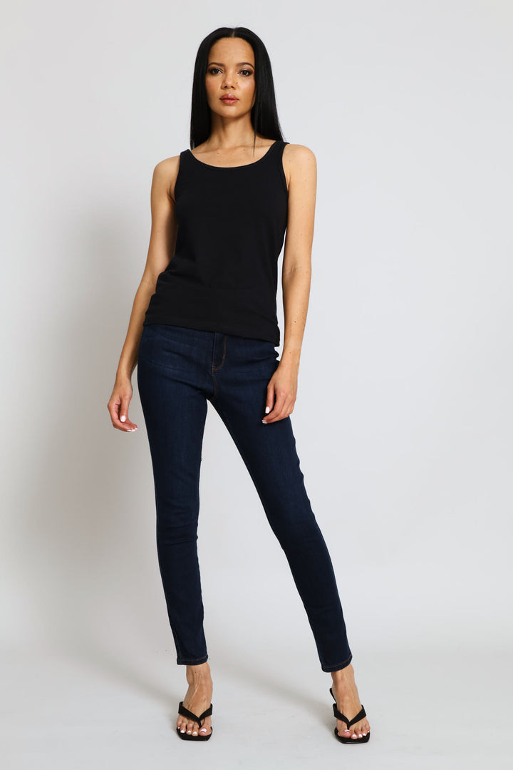 Sleeveless Cotton Lycra Tank - Black