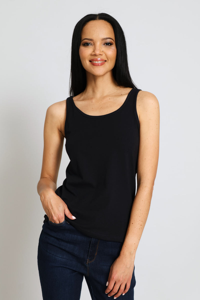 Sleeveless Cotton Lycra Tank - Black