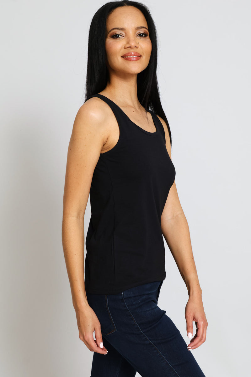 Sleeveless Cotton Lycra Tank - Black