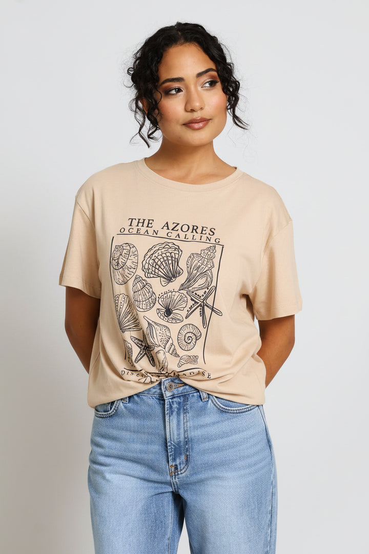 Seashells Frame Top - Mid Beige