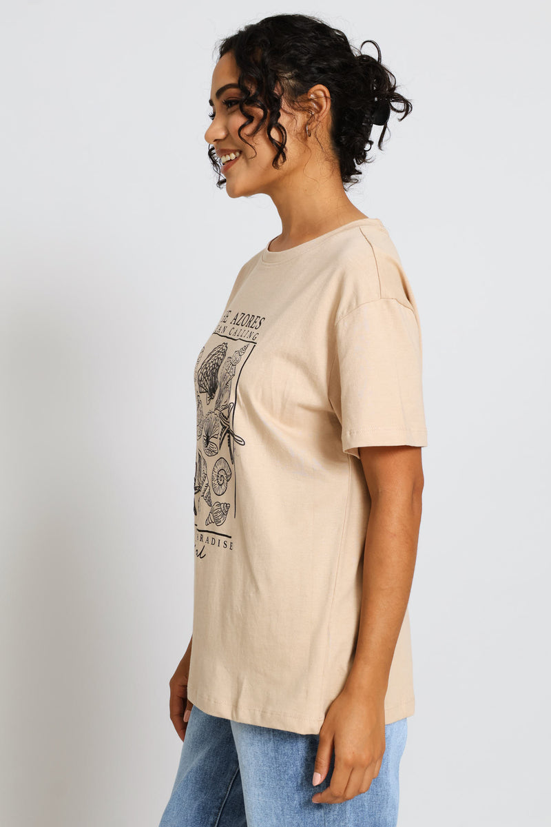 Seashells Frame Top - Mid Beige