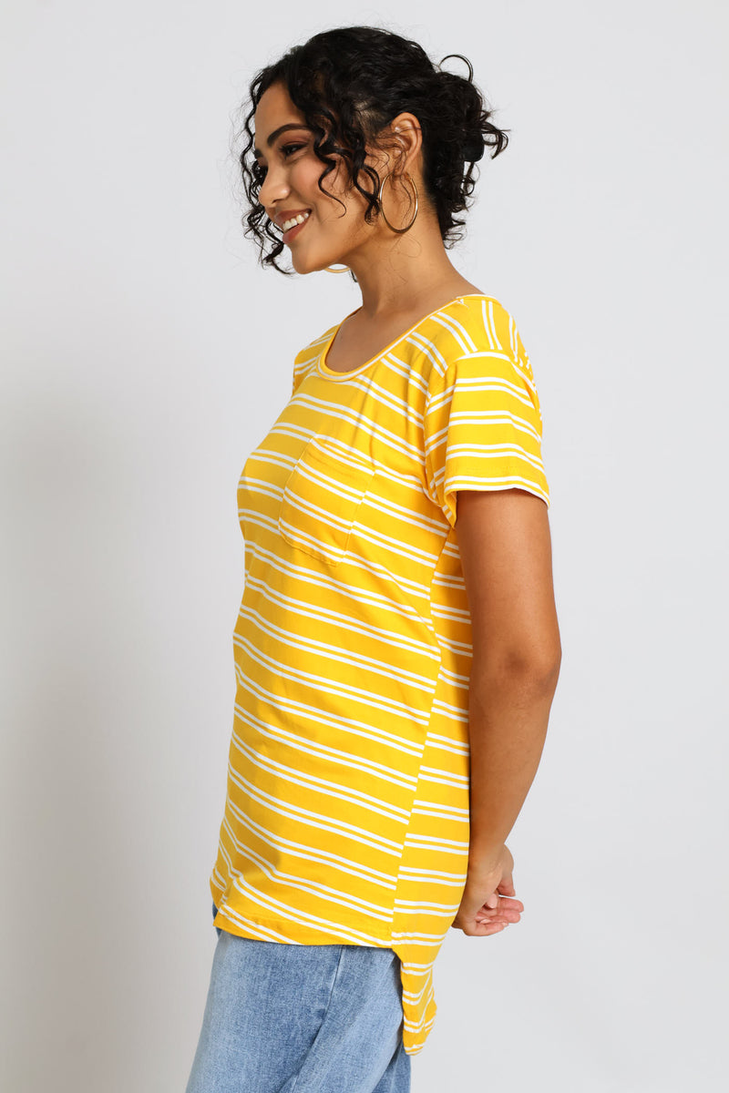 Striped Pocket Tee - Ochre