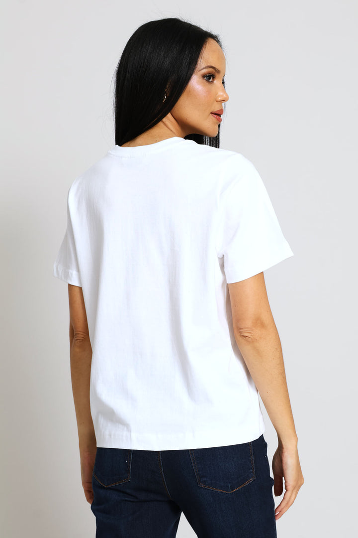 Foil Palm Tree Print Boxy Tee - White