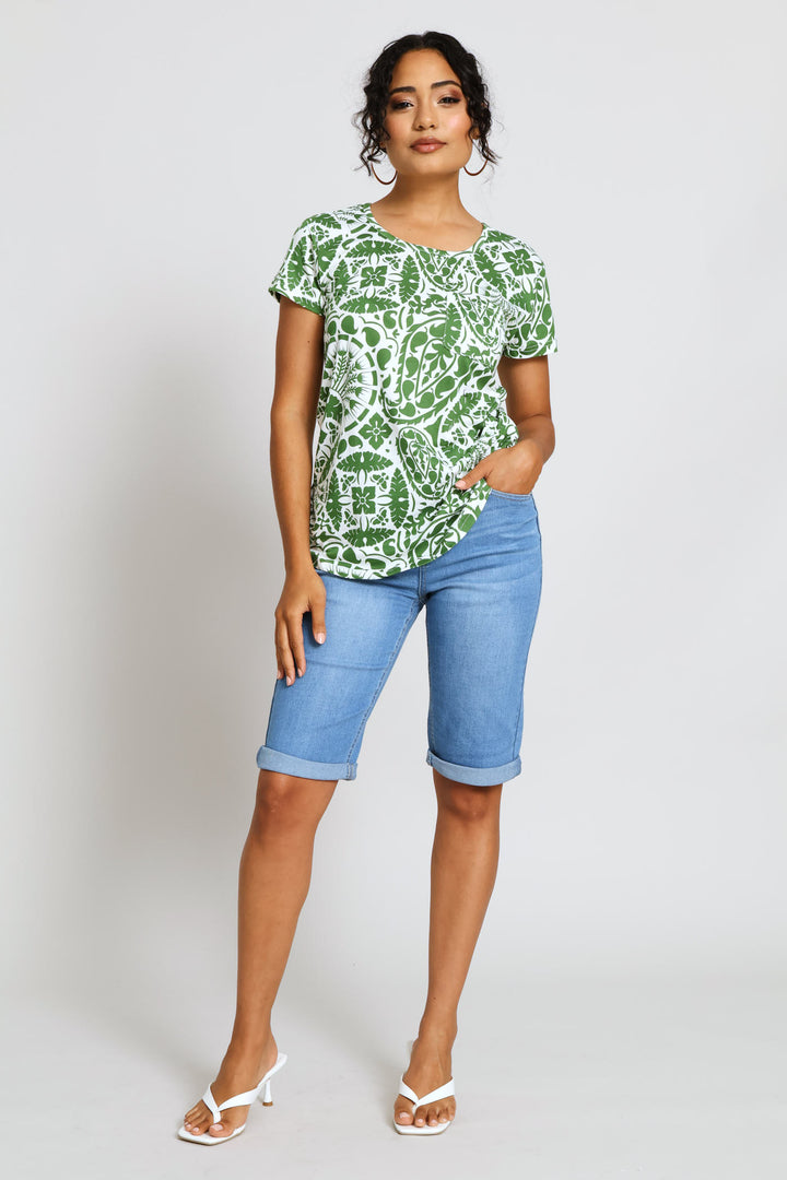 Print Pocket Tee - White/Green