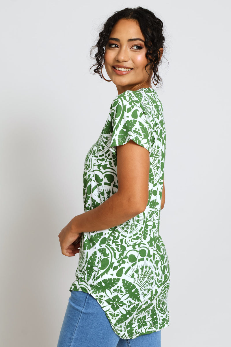 Print Pocket Tee - White/Green