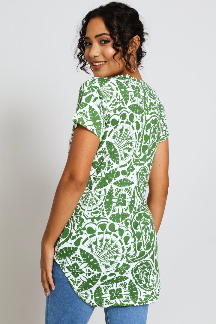 Print Pocket Tee - White/Green