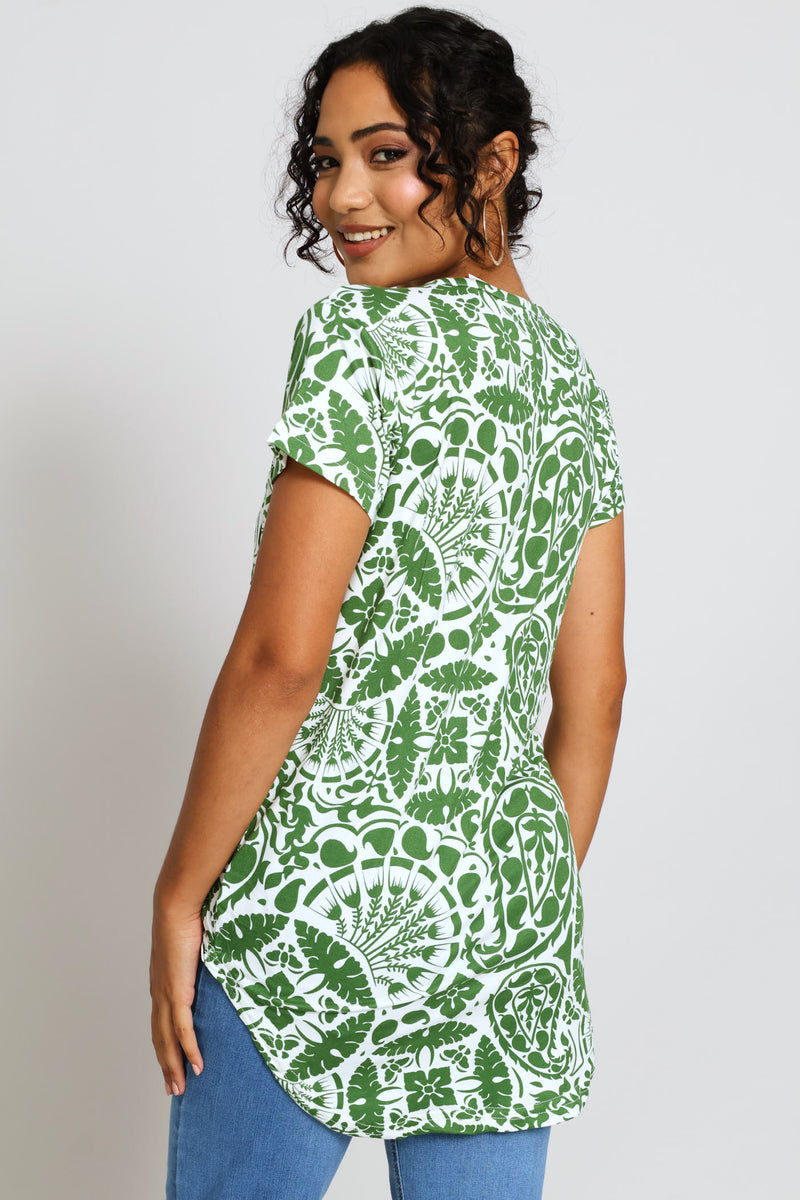 Print Pocket Tee - White/Green