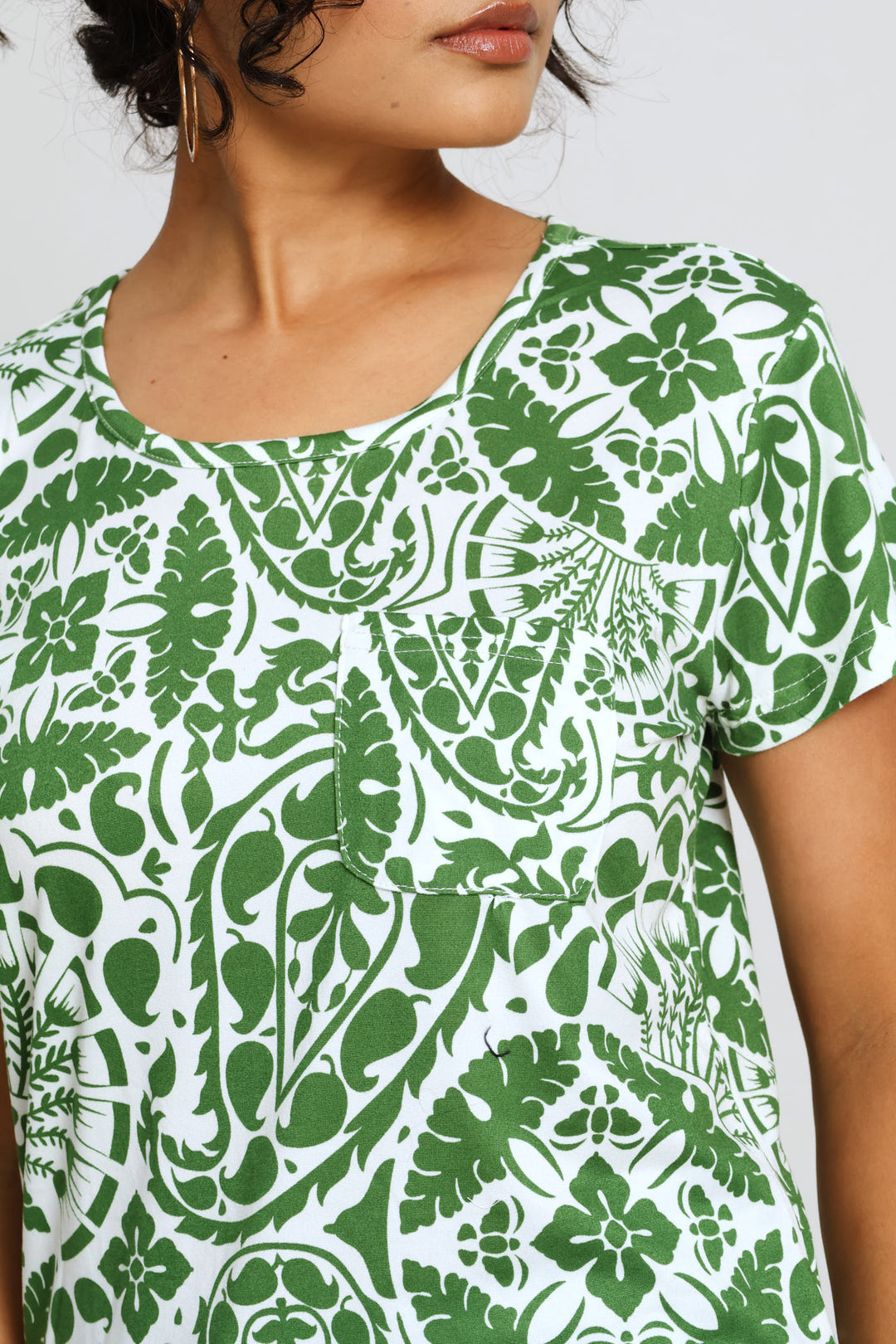 Print Pocket Tee - White/Green