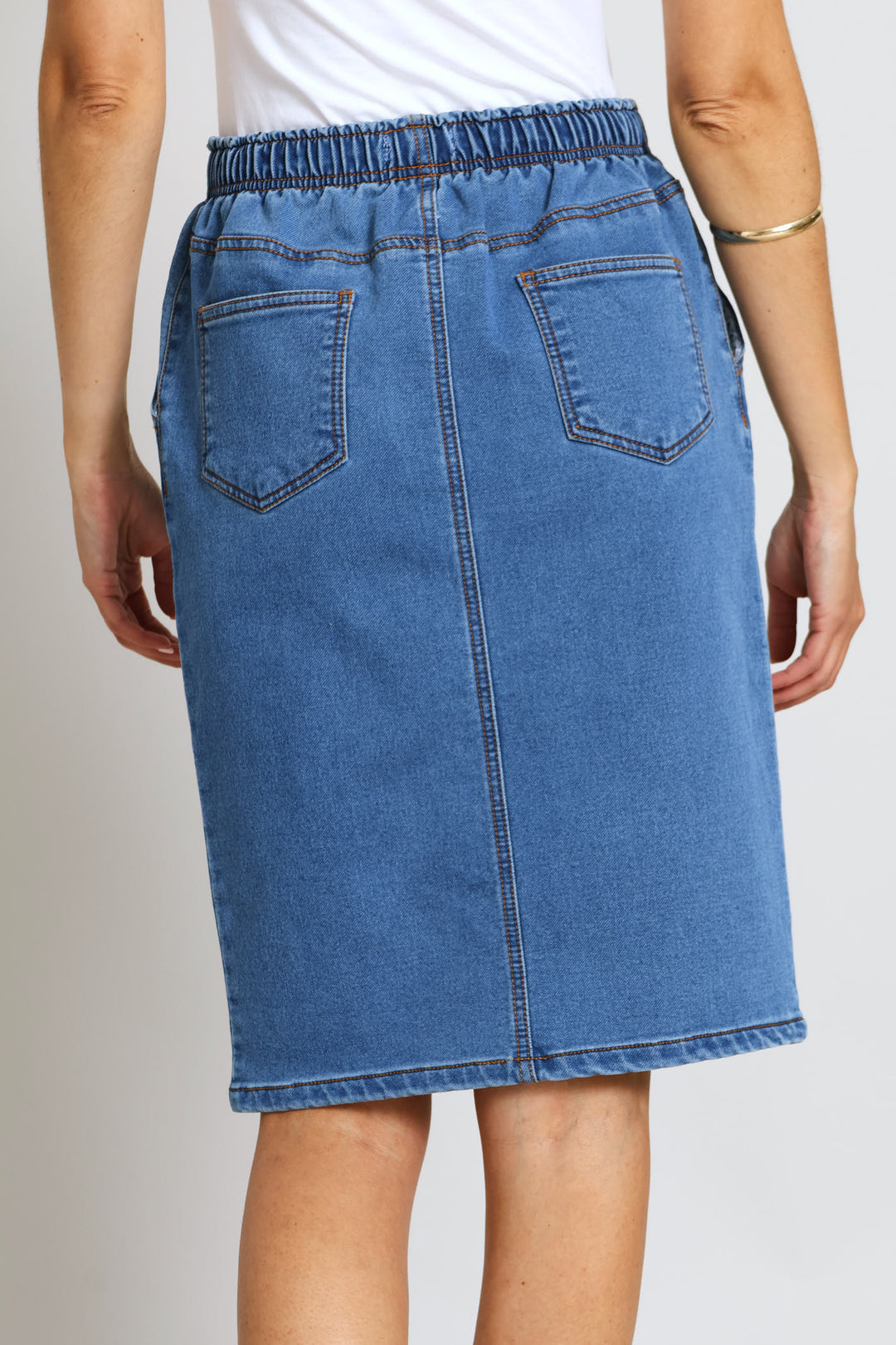 Knit Denim Pencil Skirt - Medium Wash