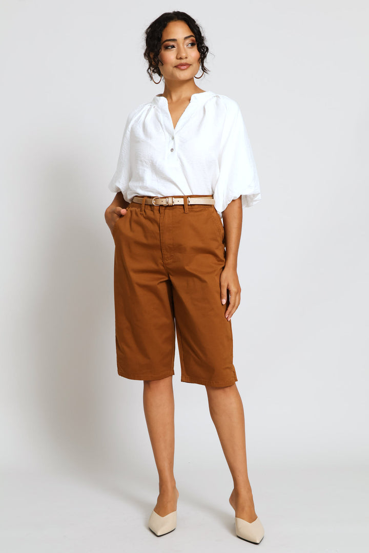 Sateen Bermuda Chino Short - Tobacco