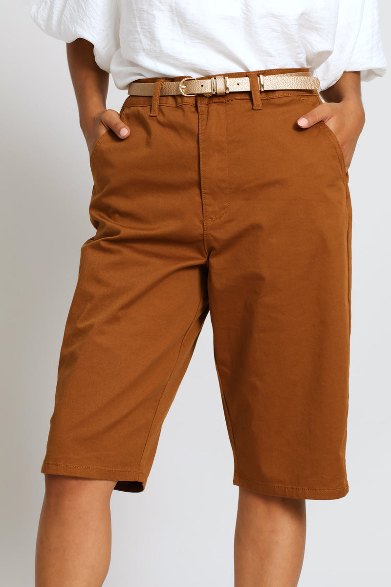 Sateen Bermuda Chino Short - Tobacco