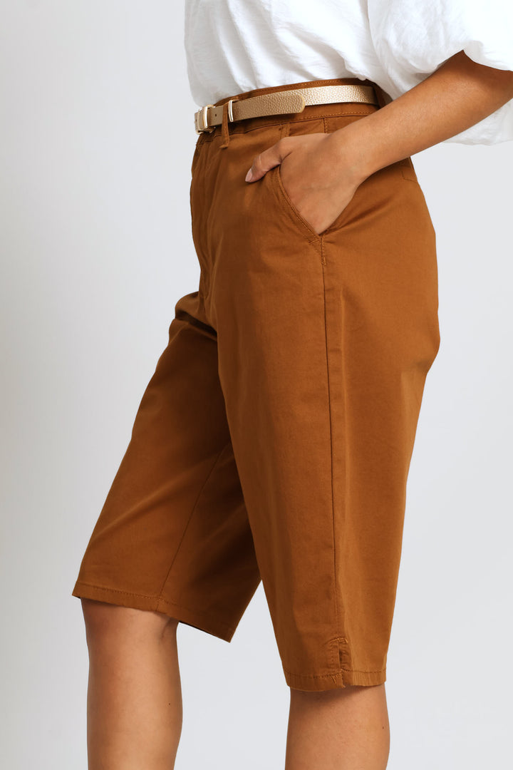 Sateen Bermuda Chino Short - Tobacco