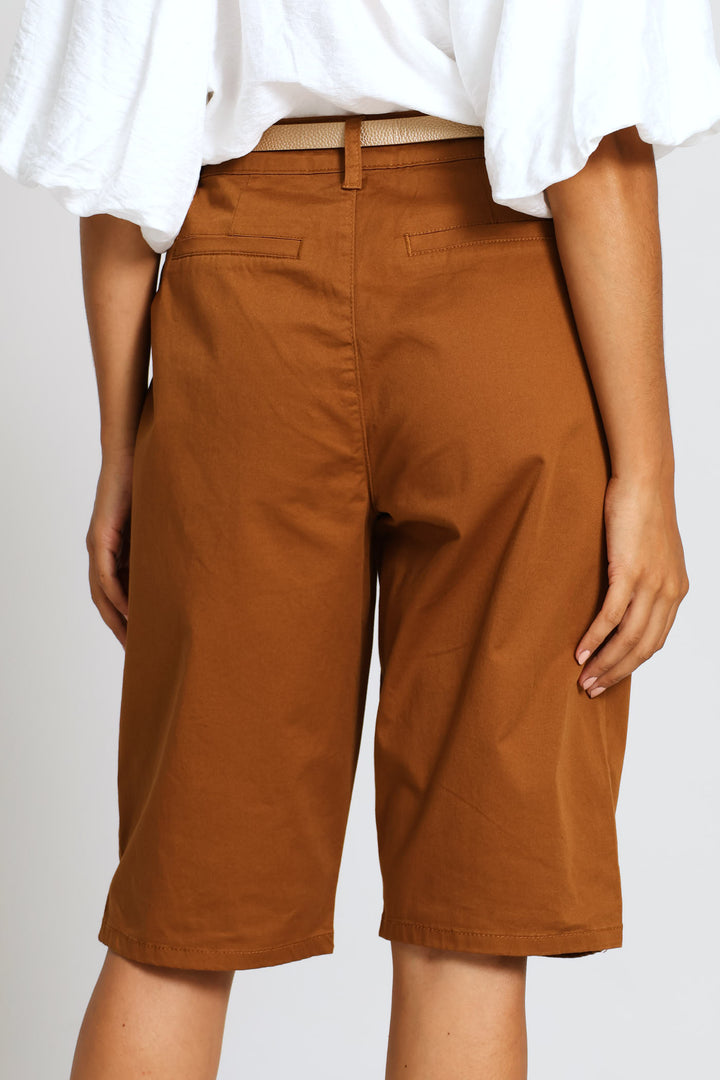 Sateen Bermuda Chino Short - Tobacco