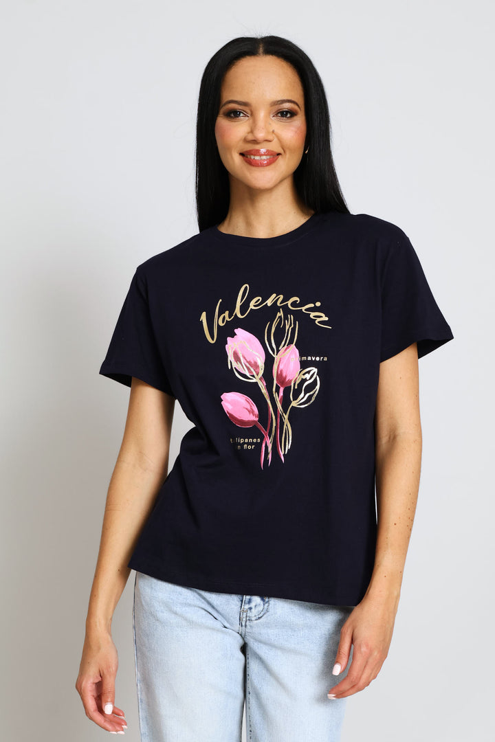 Tulip Valencia Tee - Dark Navy