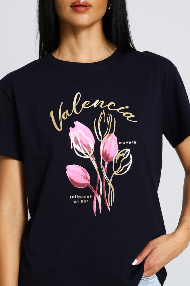 Tulip Valencia Tee - Dark Navy