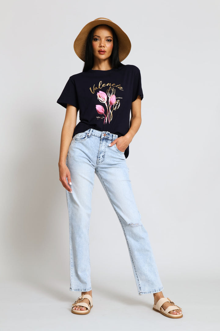 Tulip Valencia Tee - Dark Navy