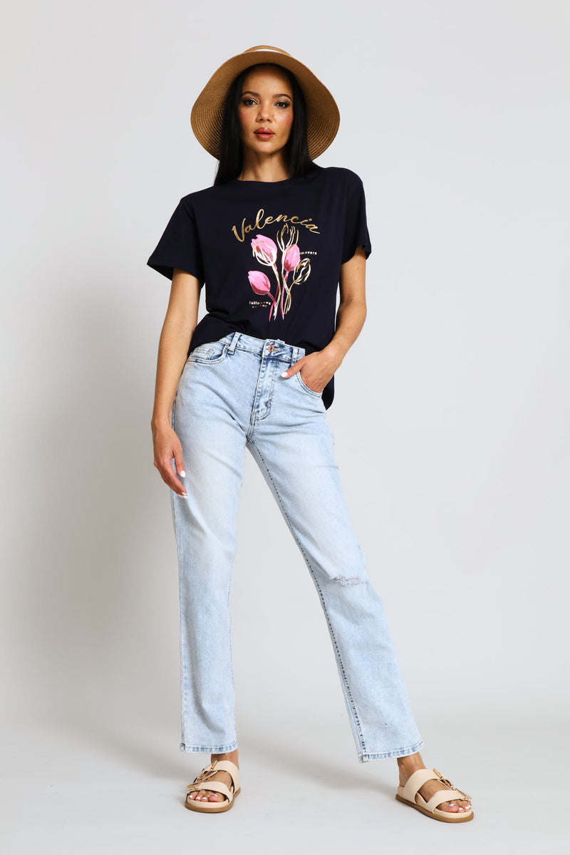 Tulip Valencia Tee - Dark Navy