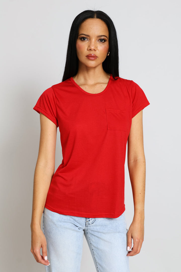 Plain Pocket Tee - Deep Red