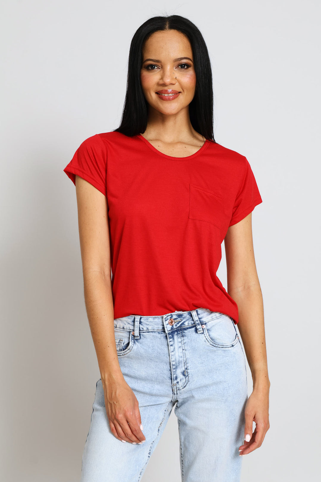 Plain Pocket Tee - Deep Red