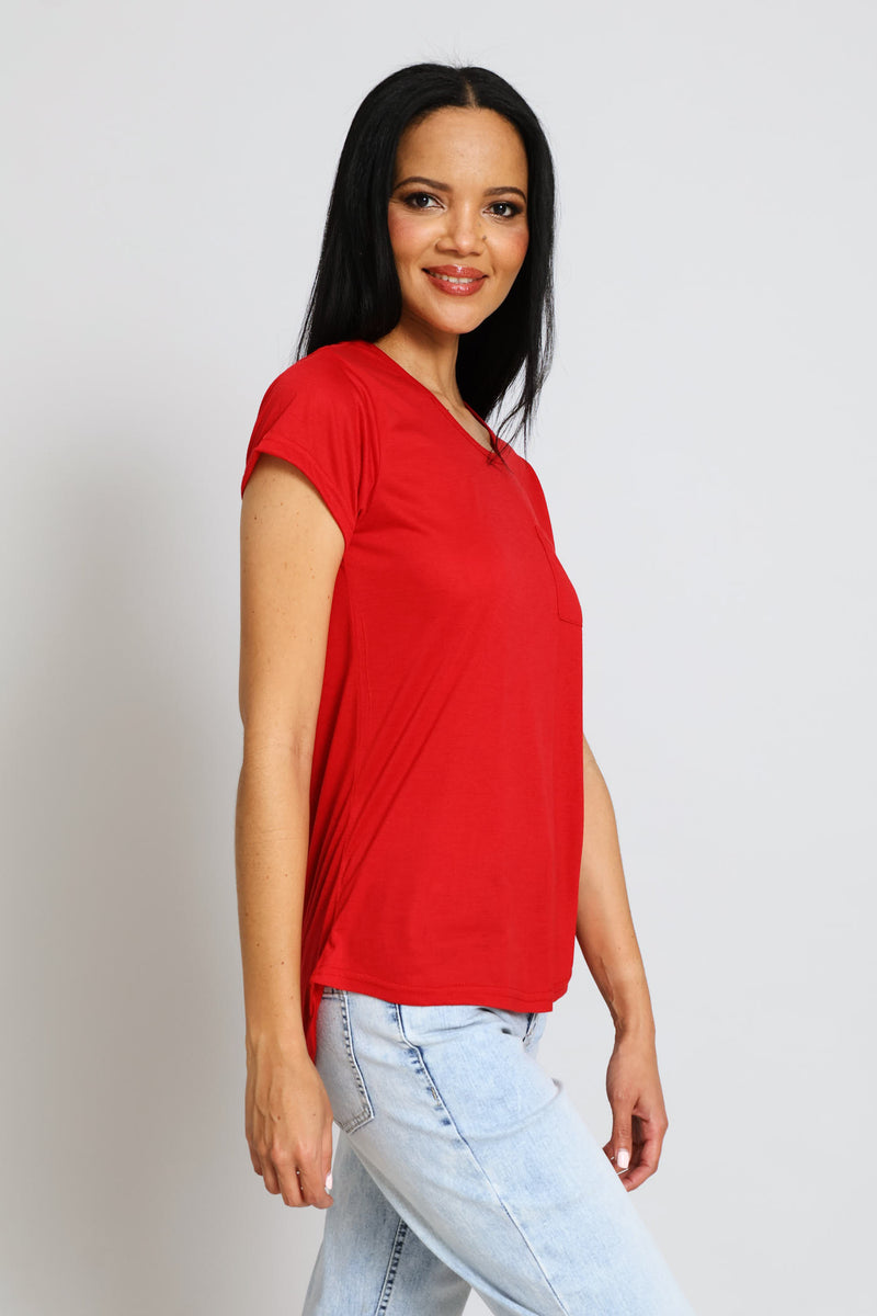 Plain Pocket Tee - Deep Red