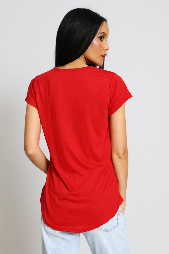 Plain Pocket Tee - Deep Red