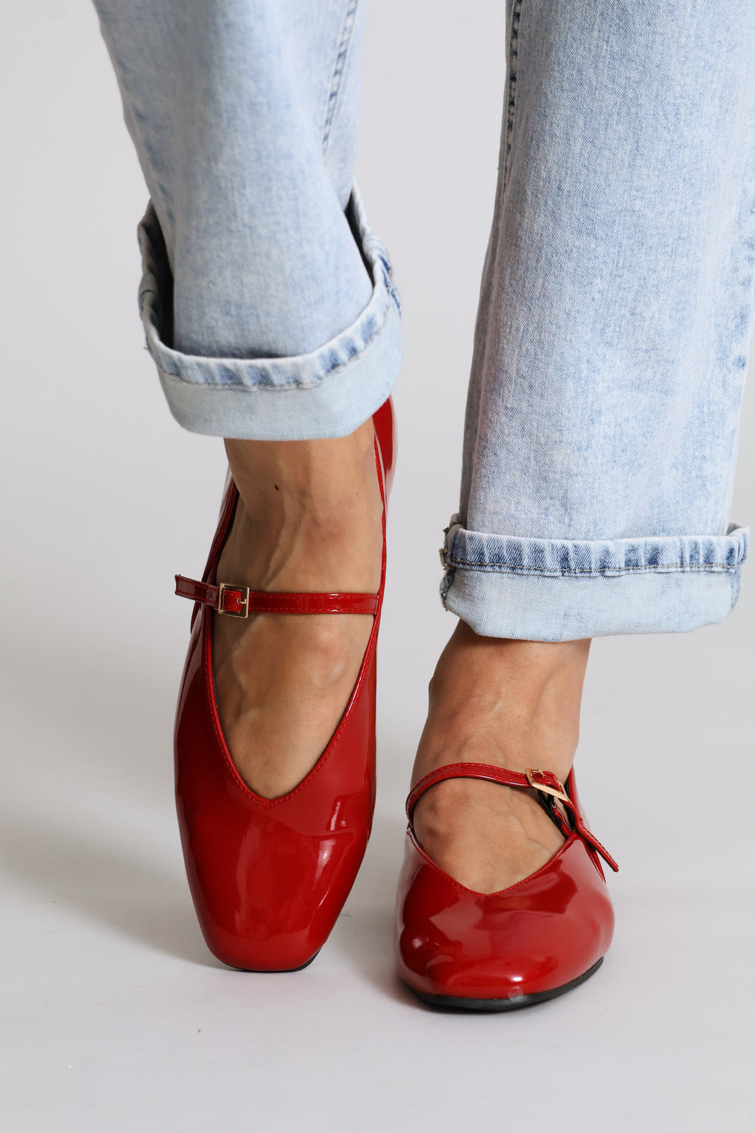 Patent Square Toe Maryjane Shoe - Red