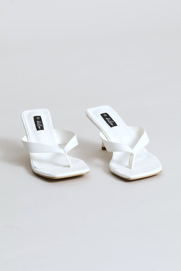 Thong Kitten Heel - White