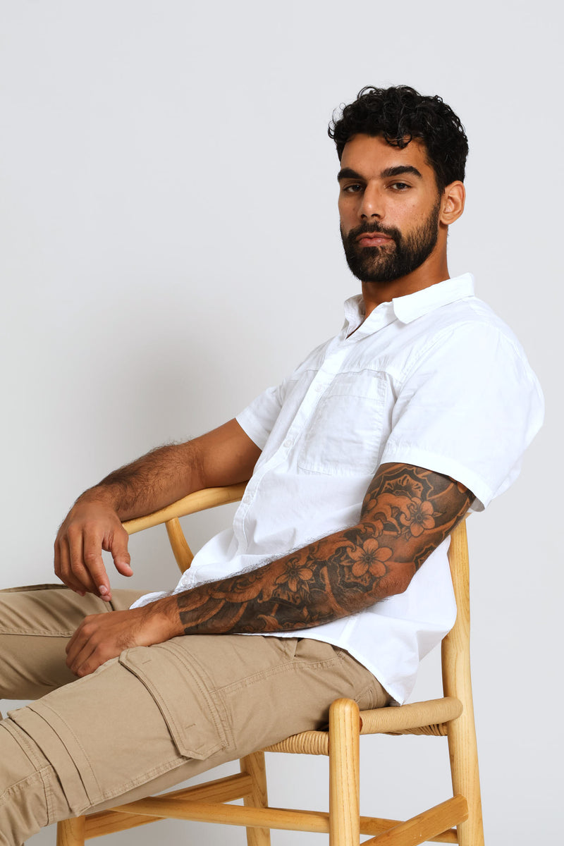 Panel Poplin Shirt - White