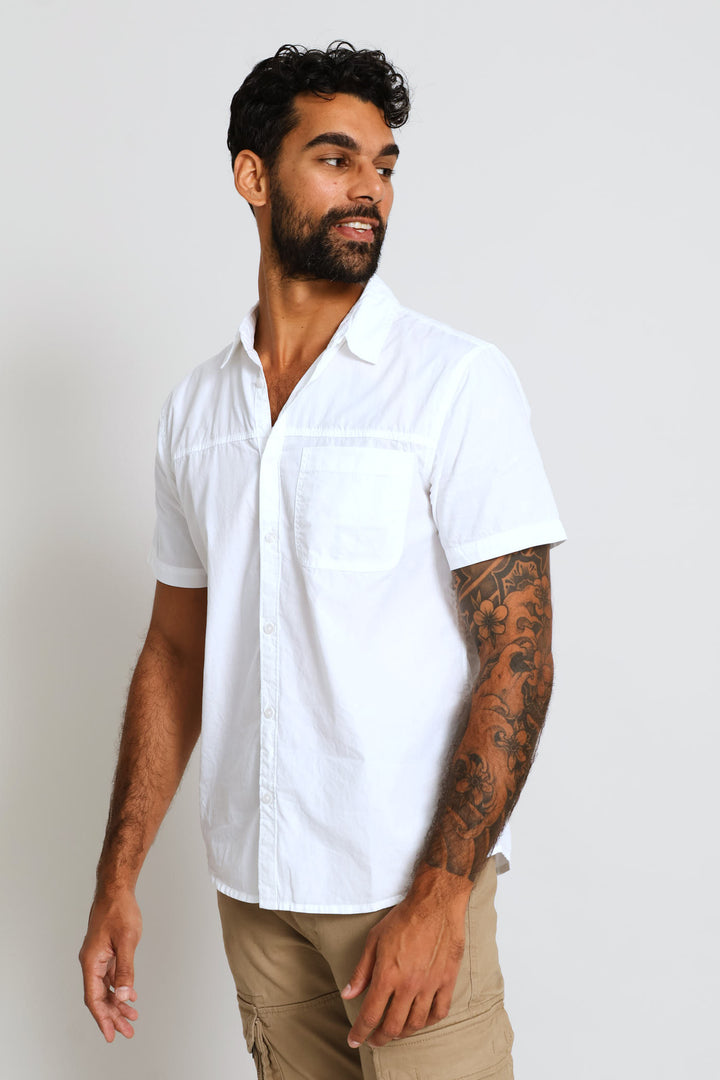 Panel Poplin Shirt - White