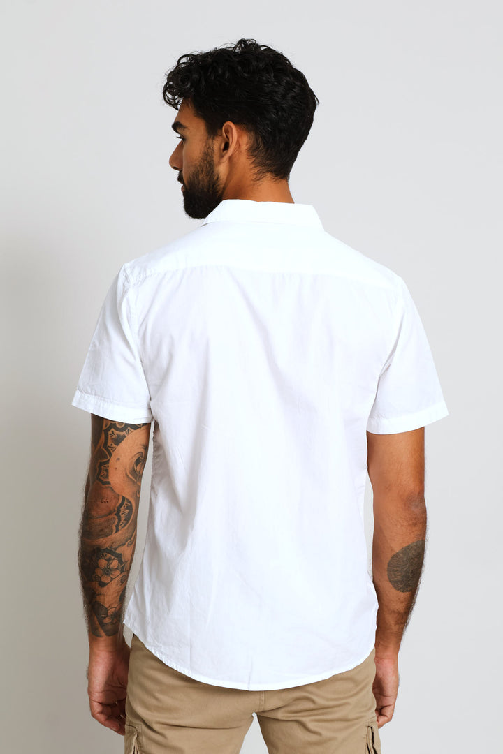 Panel Poplin Shirt - White