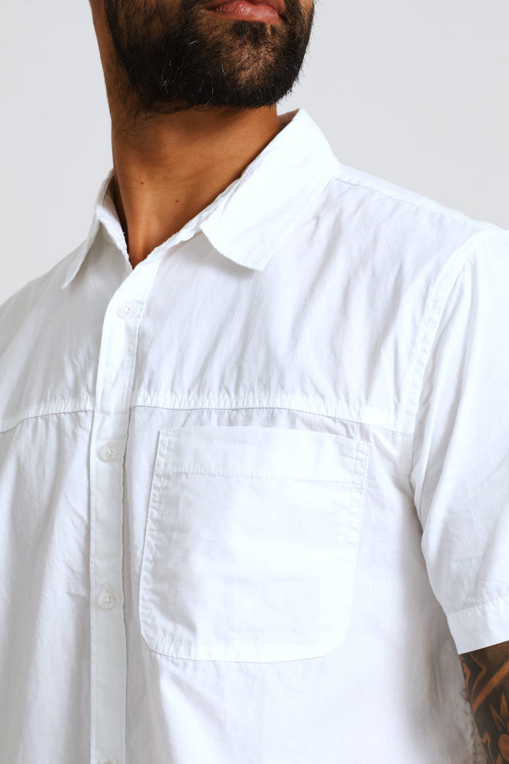 Panel Poplin Shirt - White