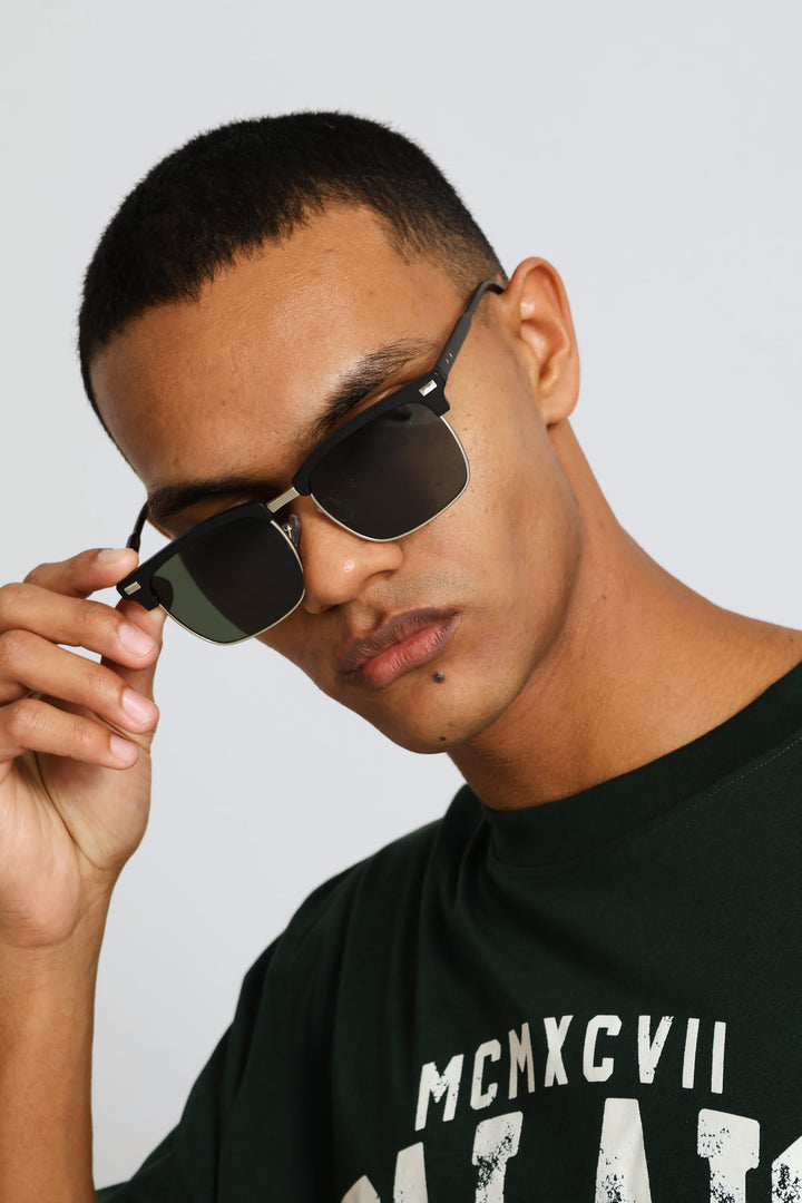 Matte Black/Silver Sunglasses - Black