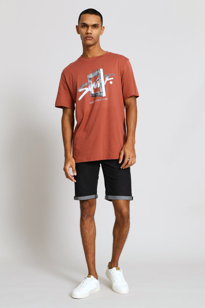 Swft Front Print Tee - Brick