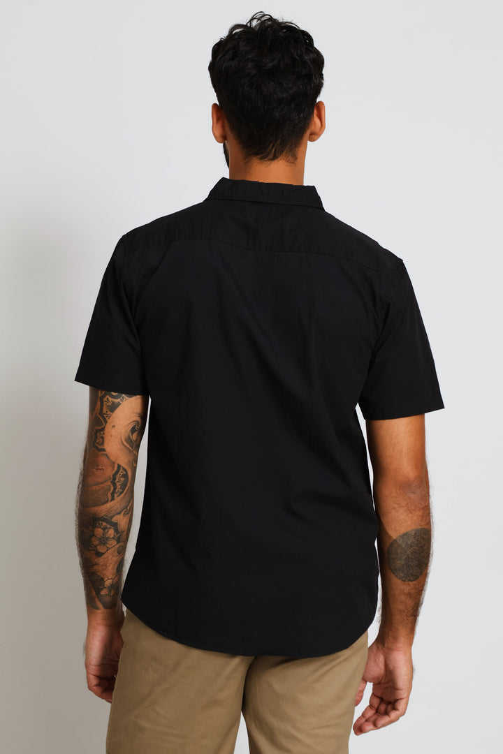 Panel Poplin Shirt - Black