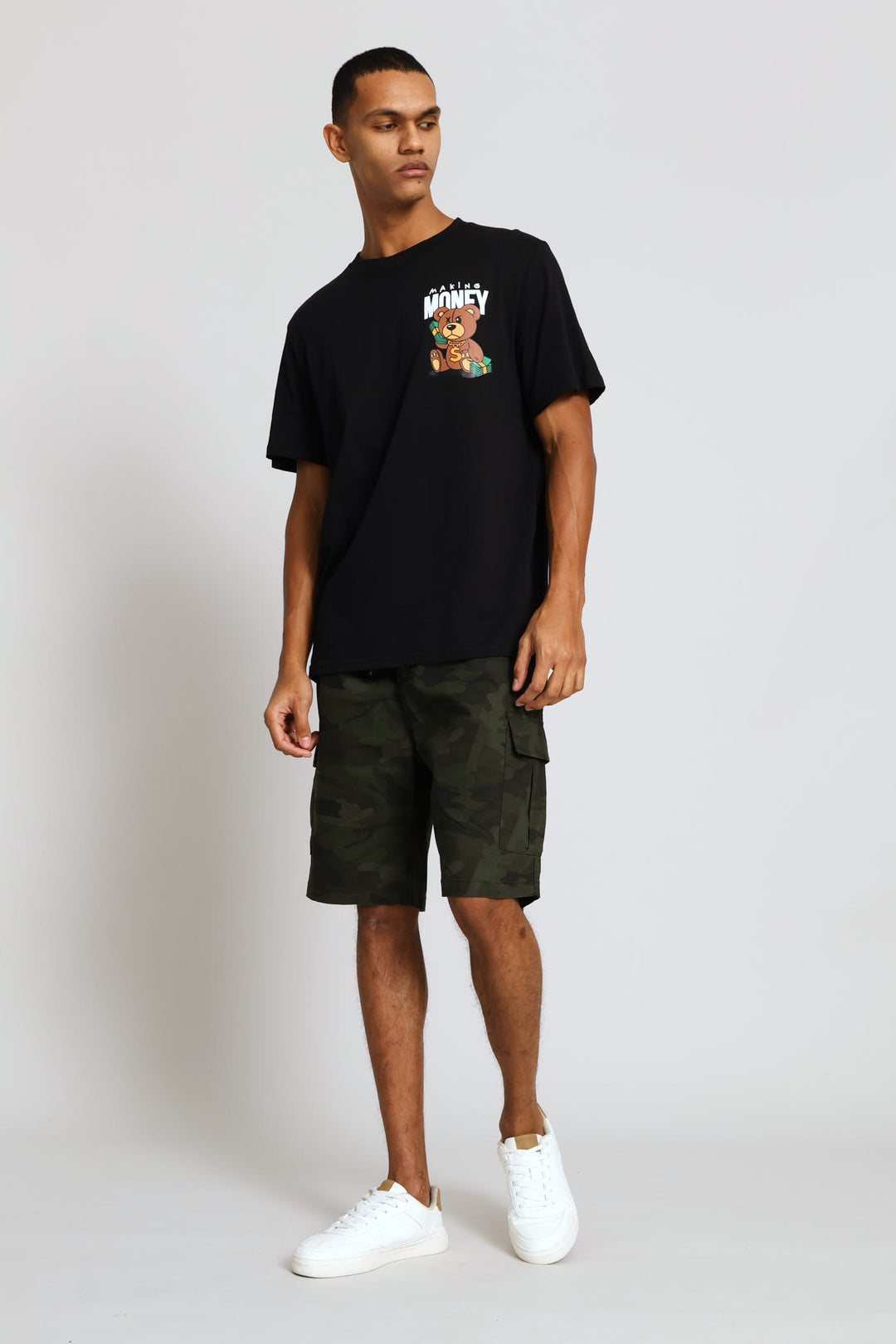 Teddy Money Print Tee - Black