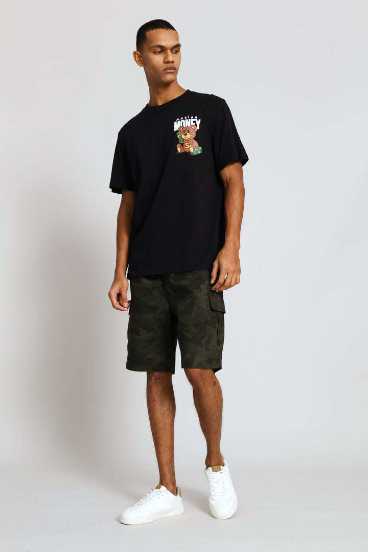 Teddy Money Print Tee - Black
