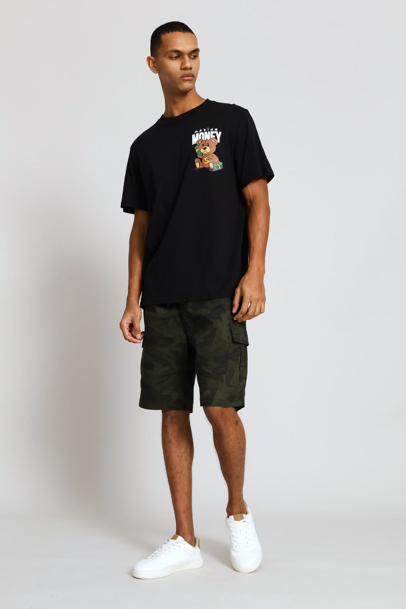 Teddy Money Print Tee - Black
