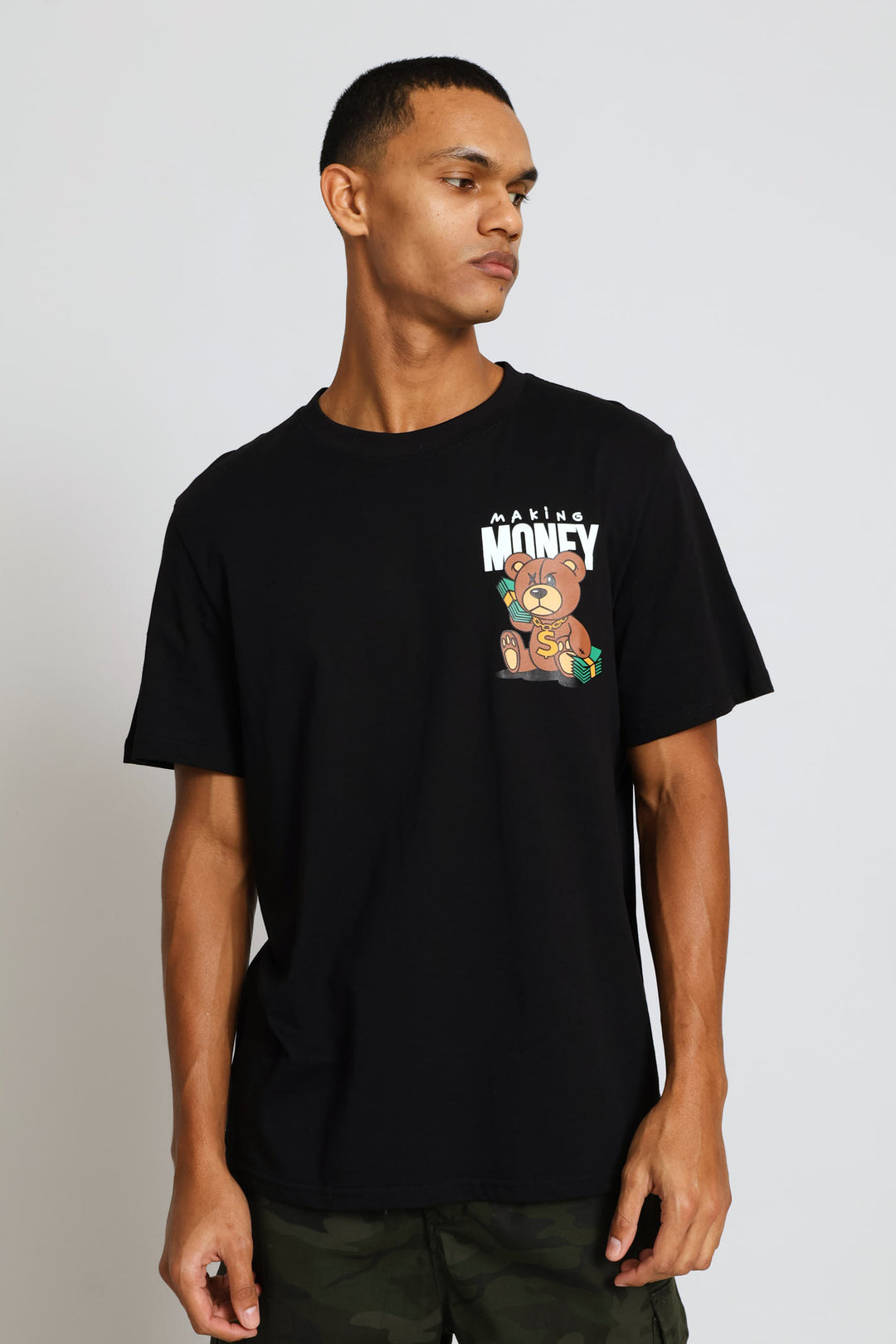 Teddy Money Print Tee - Black