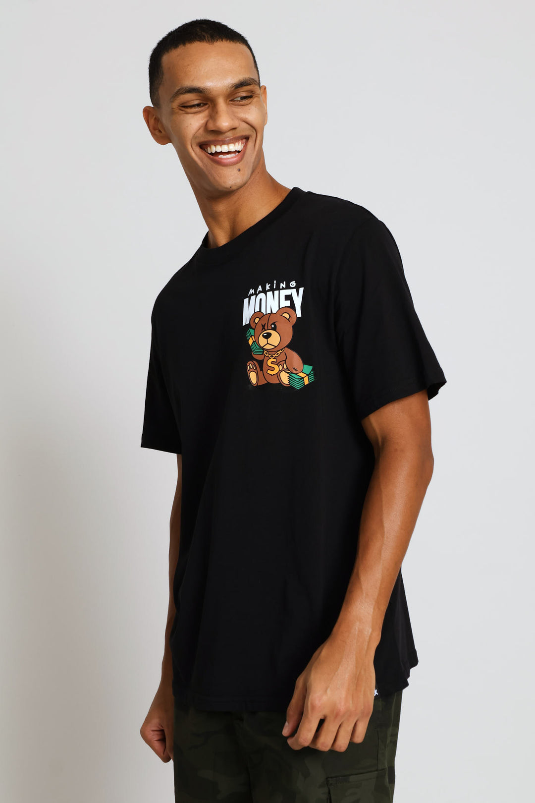 Teddy Money Print Tee - Black