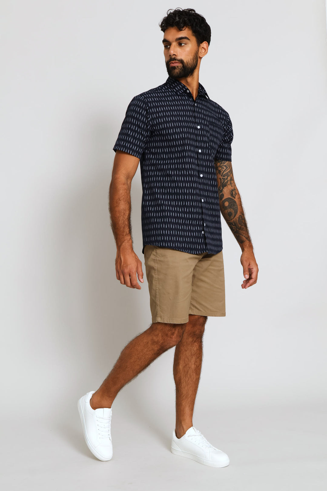 Stitch Print Shirt - Navy